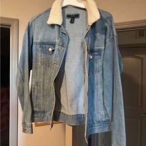 Forever 21 Blue Jean Jacket with Cream Collar